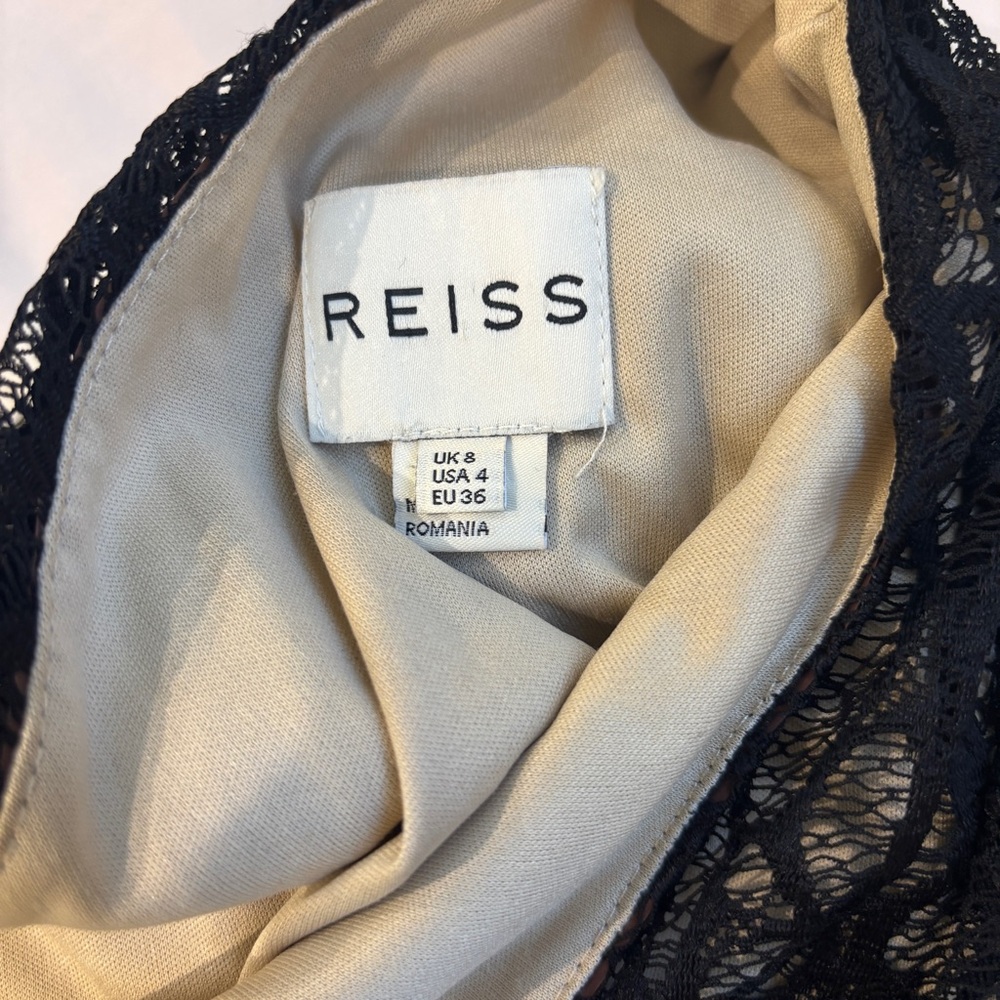 REISS Alma Gathered Lace Dress - Picture 5 of 6